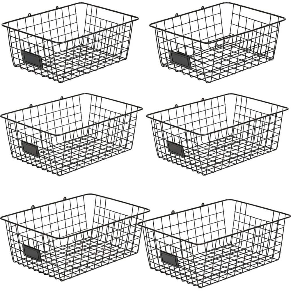 Black 15.6 in. x 6 in. Metal Decorative Basket (with Removable Label) - Multipurpose Metal Basket (Set of 6) price history on PriceWatchPro