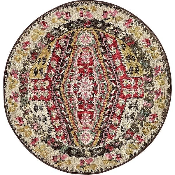 Unique Loom Sedona Carlsbad Multi 3' 3 x 3' 3 Round Rug