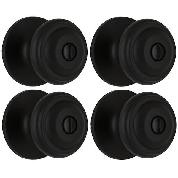 Mulholland Matte Black Privacy Bed/Bath Door Knob 4-pack