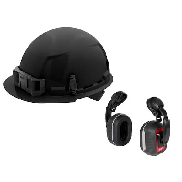 Milwaukee BOLT Black Type 1 Class E Front Brim Non Vented Hard Hat w/4 Point Ratcheting Suspension W/BOLT HP Cap Mounted Ear Muffs