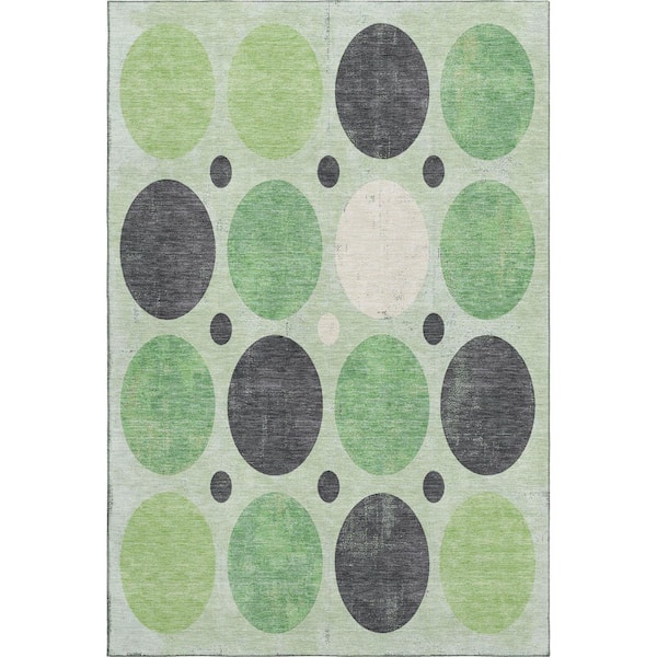 Mayfield Premium Machine Washable Abstract AMF1949 Green 10 ft. x 14 ft. Area Rug