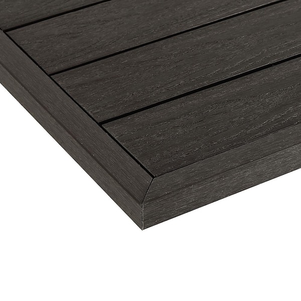 NewTechWood 1/12 ft. x 1 ft. Quick Deck Composite Deck Tile Outside Corner Trim in Indonesian Merbau (2-Pieces/Box)