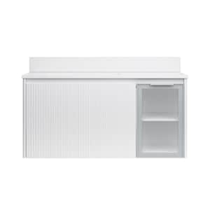 40 in.W x 22 in.D x 20 in.H Solid Wood Wall Bath Vanity in White with White Quartz Top, Soft-Close Drawers, Single Sink