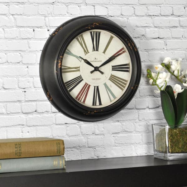 FirsTime 10 in. Round Black Relic Wall Clock