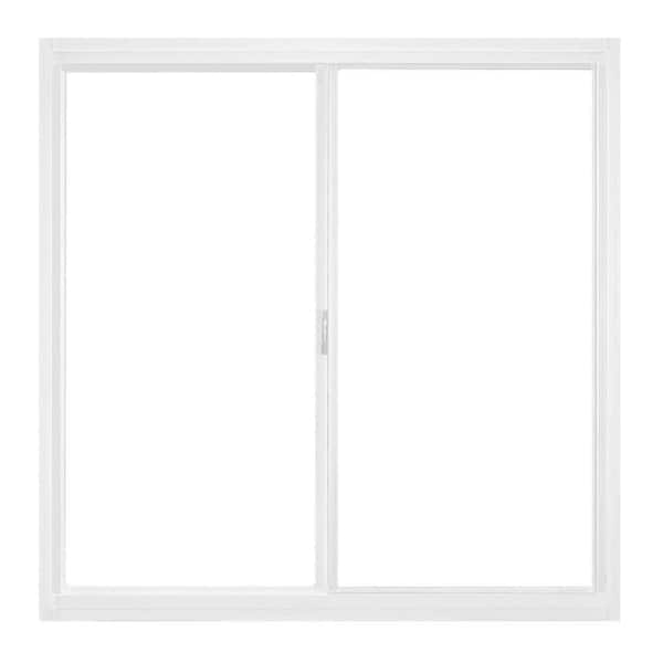 JELD-WEN 35.5 in. x 35.5 in. Builders Atlantic White Aluminum Left-Handed Sliding Window with Fiberglass Mesh Screen