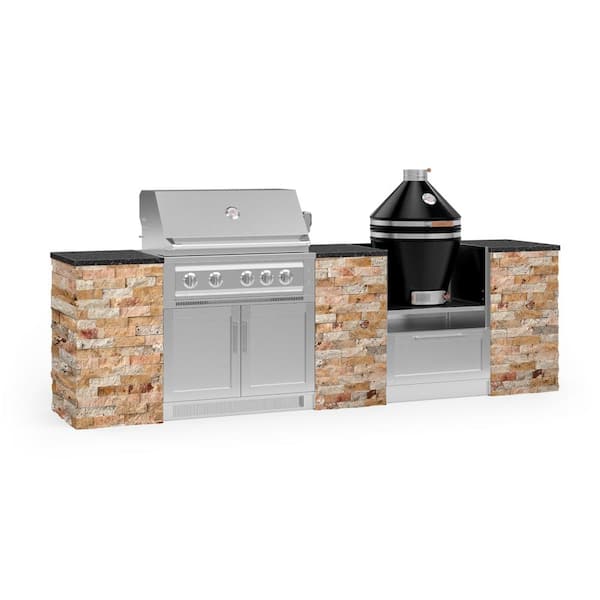 NewAge Products Signature Series 121.16 in. x 25.5 in. x 57.5 in. 9-Piece Outdoor Kitchen Cabinet Set with Natural Gas 36 in. Grill