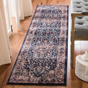 Charleston Navy/Red 2 ft. x 5 ft. Distressed Border Area Rug