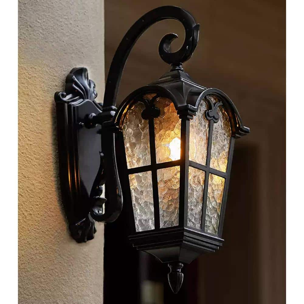 ウォノ フォトフラッグ CLAXY 9 in. Black Outdoor Hardwired Lantern Wall Sconce with No