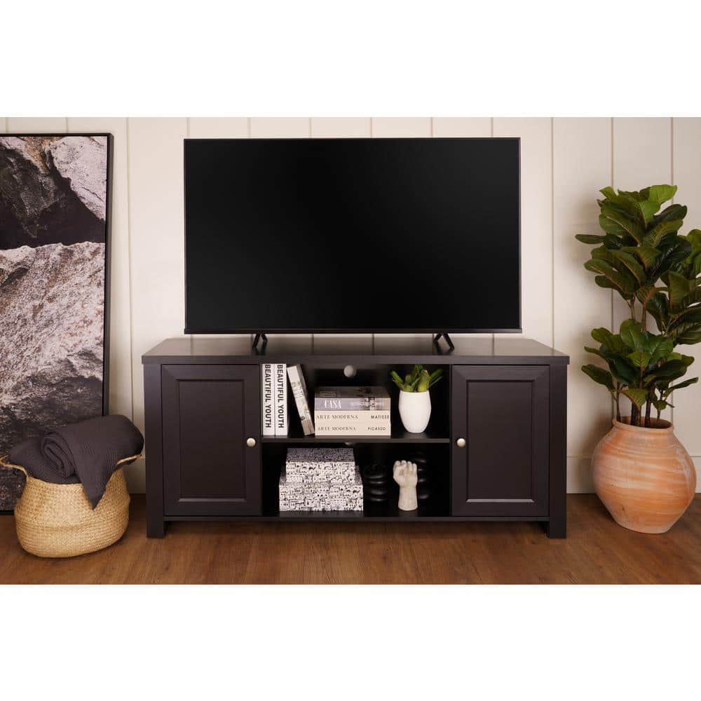 Bertolini Oasis 58.6 in. Black TV Stand Fits TV's up to 65 in. with Double Doors