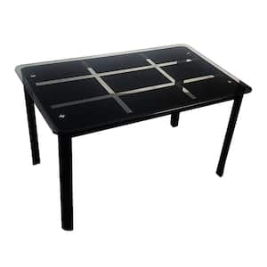 47.2 in. Rectangle Black Glass Top Dining Table (Seats 4)