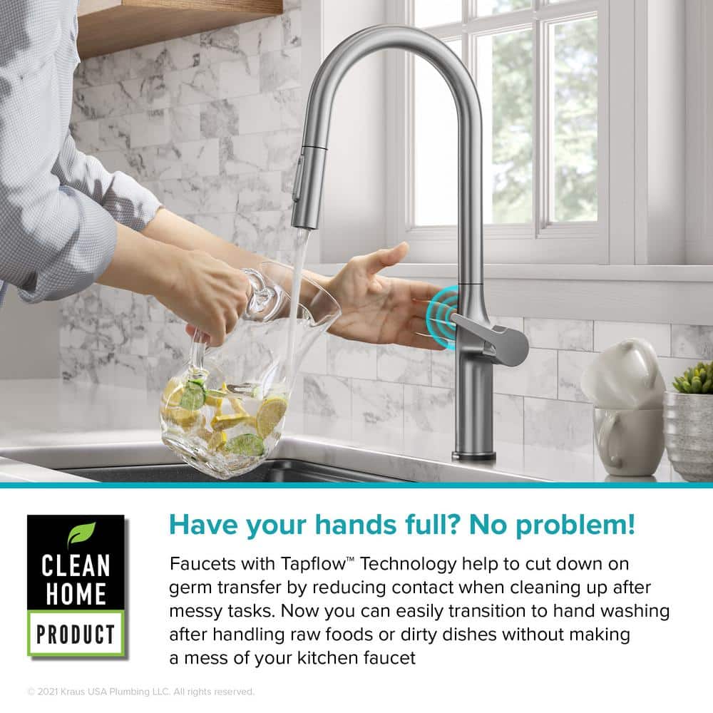 Elegant Oletto 19.88" Stainless Steel Touch-Control Kitchen Faucet