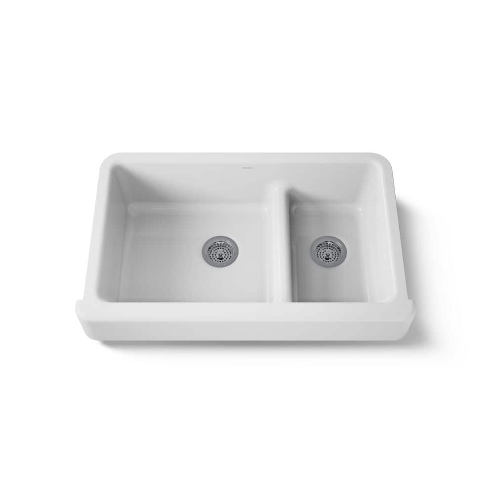 KOHLER Whitehaven 36 in. Farmhouse/Apron-Front Double Bowl White