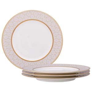 Noble Pearl 8.5 in. (White) Bone China Salad Plates, (Set of 4)