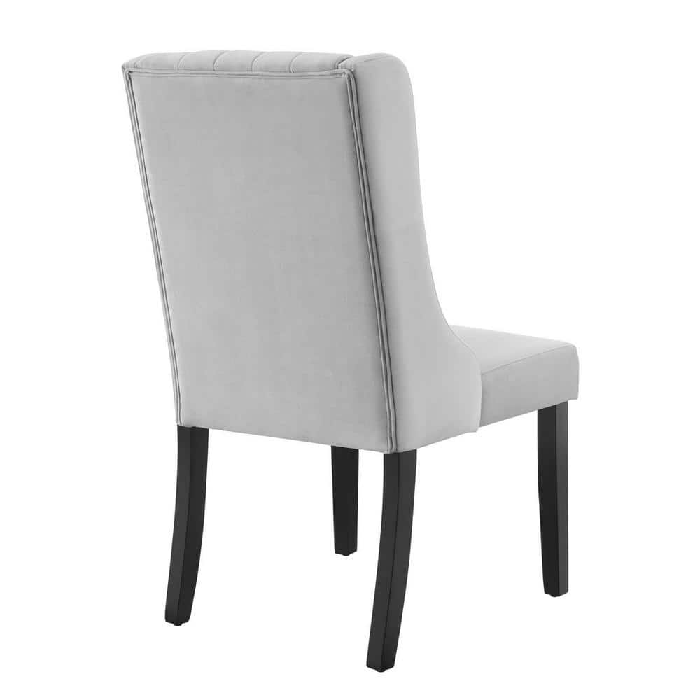 Parsons Light Gray Velvet Side Chair with Channel Tufting - Set of 2