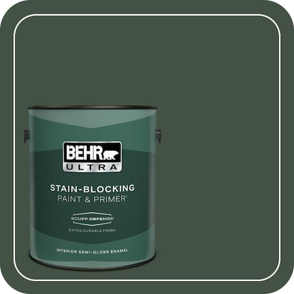 BEHR ULTRA 1 gal. #ECC-48-3 Lush Grass Extra Durable Semi-Gloss Enamel Interior Paint & Primer