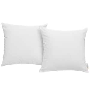 Convene Patio Square Outdoor Throw Pillow Set in White (2-Piece)