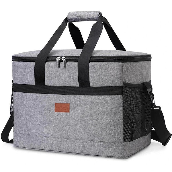 34 qt. Soft Cooler Bag with Hard Liner Insulated Picnic Lunch Bag for Camping Family Outdoor Activities in Gray