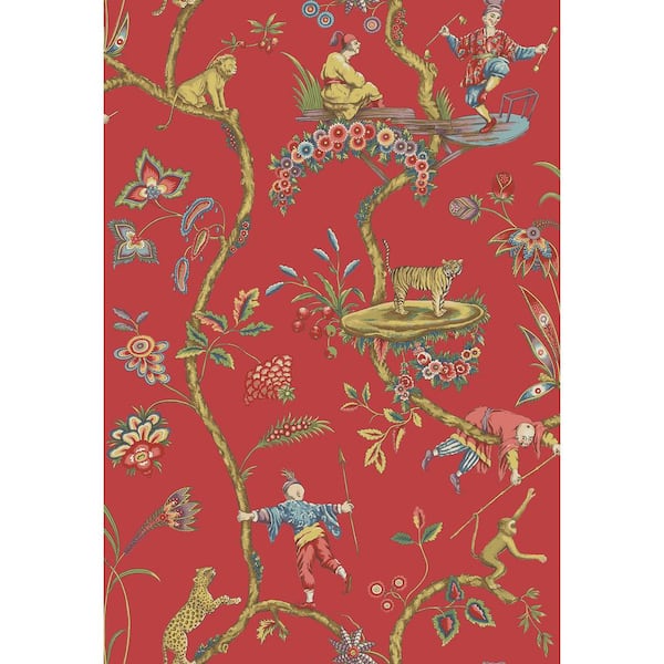 Scalamandre Tomato Chinoise Exotique Self Adhesive Wallpaper Sample