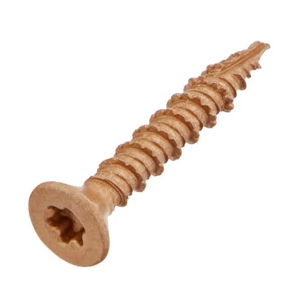 Everbilt 10 x 1-1/4 in. Brown 6-Lobe Torx Drive Exterior Flat Head