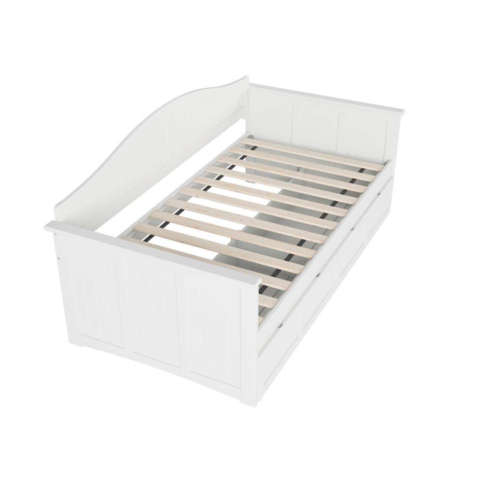 Nantucket White Twin Wood Daybed with Storage Drawers