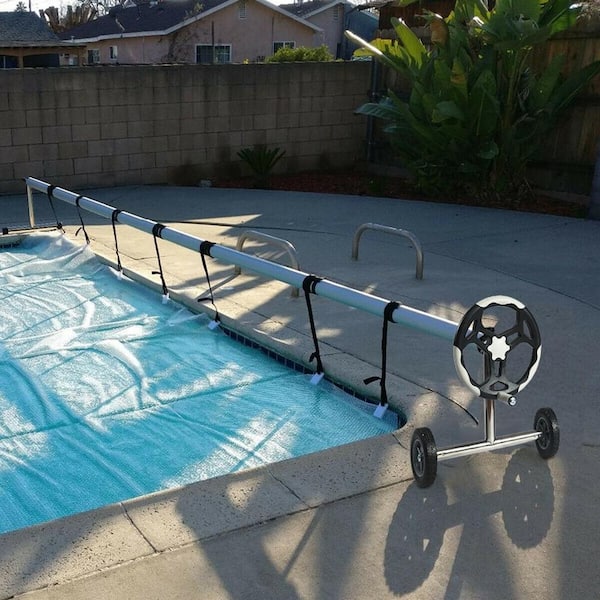 ANGELES HOME 21 ft. L Adjustable Aluminum Tube Pool Cover Reel with Hand  Crank and Wheels M75-8BA82+ The Home Depot