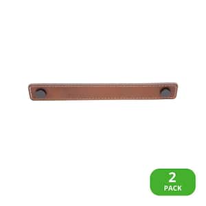 Leather 6 in. (152 mm) Center-to-Center Matte Black Pull (2-Pack)