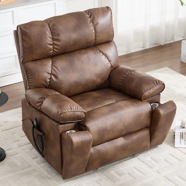 aisword Retro Brown Oversized Dual Motor Genuine Leather Power