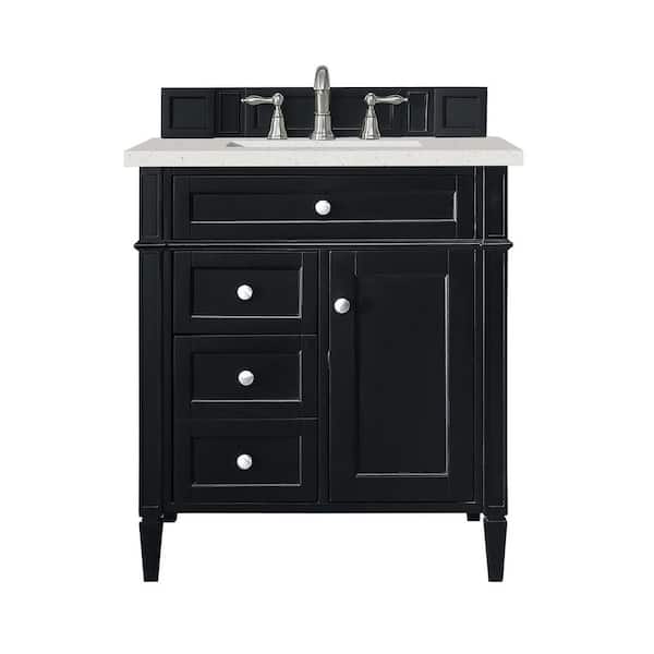 James Martin Vanities Brittany 30.0 in. W x 23.5 in. D x 34.0 in. H Single Single Bathroom Vanity in Black Onyx with Lime Delight Quartz Top