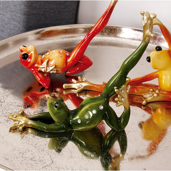 Multi Colored Polystone Frog Sculpture (Set of 3)