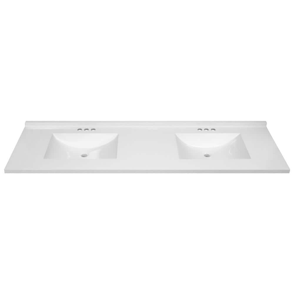 Camilla 73-Inch Solid White Cultured Marble Double Vanity Top