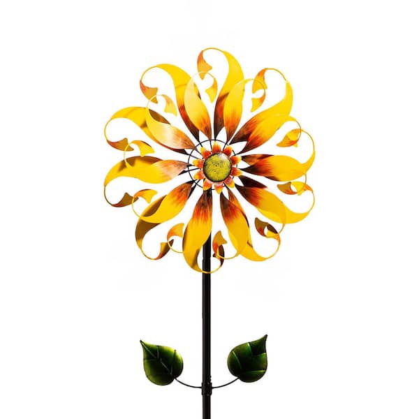 Evergreen 75 in. H Yellow Metal Sunflower Wind Spinner 47M5730