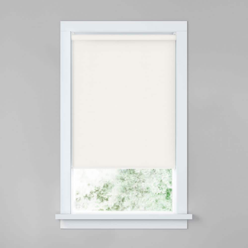 BASICS White Cordless Blackout Fabric Roller Shade-33 in. W x 72 in. L