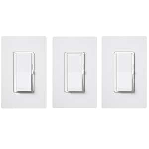 Diva LED+ Dimmer Switch for Dimmable LED, Halogen/Incandescent with Wallplate, Single-Pole/3-Way, White (3-Pack)