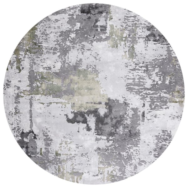 SAFAVIEH Craft Gray/Green 4 ft. x 4 ft. Gradient Abstract Round Area Rug