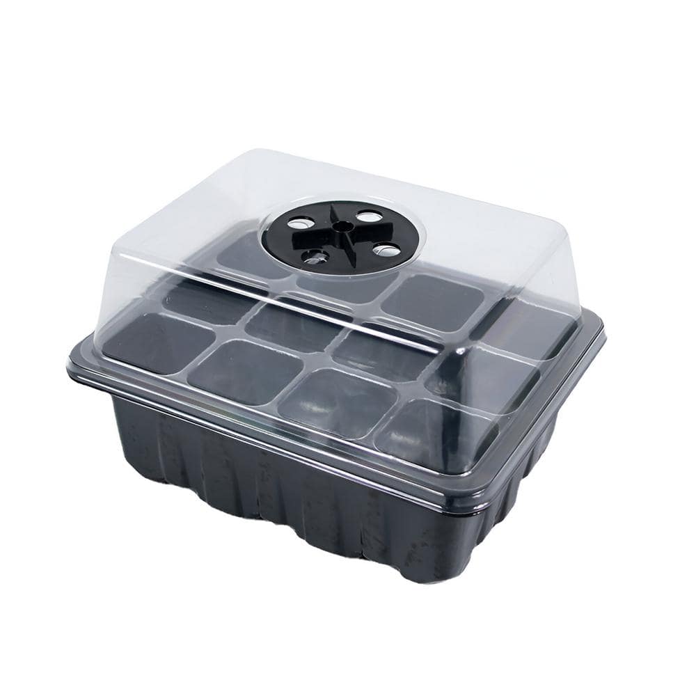 Wellco 12Cell Black Seed Starter Tray Kits, Plant Germination Trays