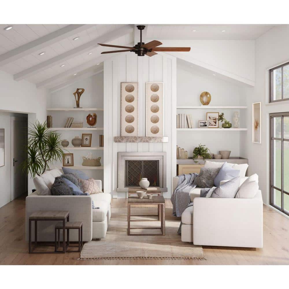 Ellwood 68" Antique Bronze Ceiling Fan with Walnut Blades