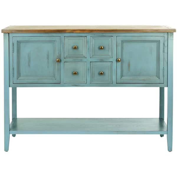 SAFAVIEH Charlotte Blue/Brown Buffet Storage Console Table
