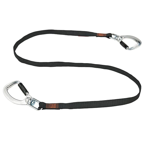 40 lbs. Black Standard Dual Double-Locking Carabiner with Swivel Tool Lanyard