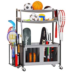 200 lbs. Capacity Sports Organizers Rack for Garage Storage, Sports Equipment Organizer with Bat Rack and Hooks