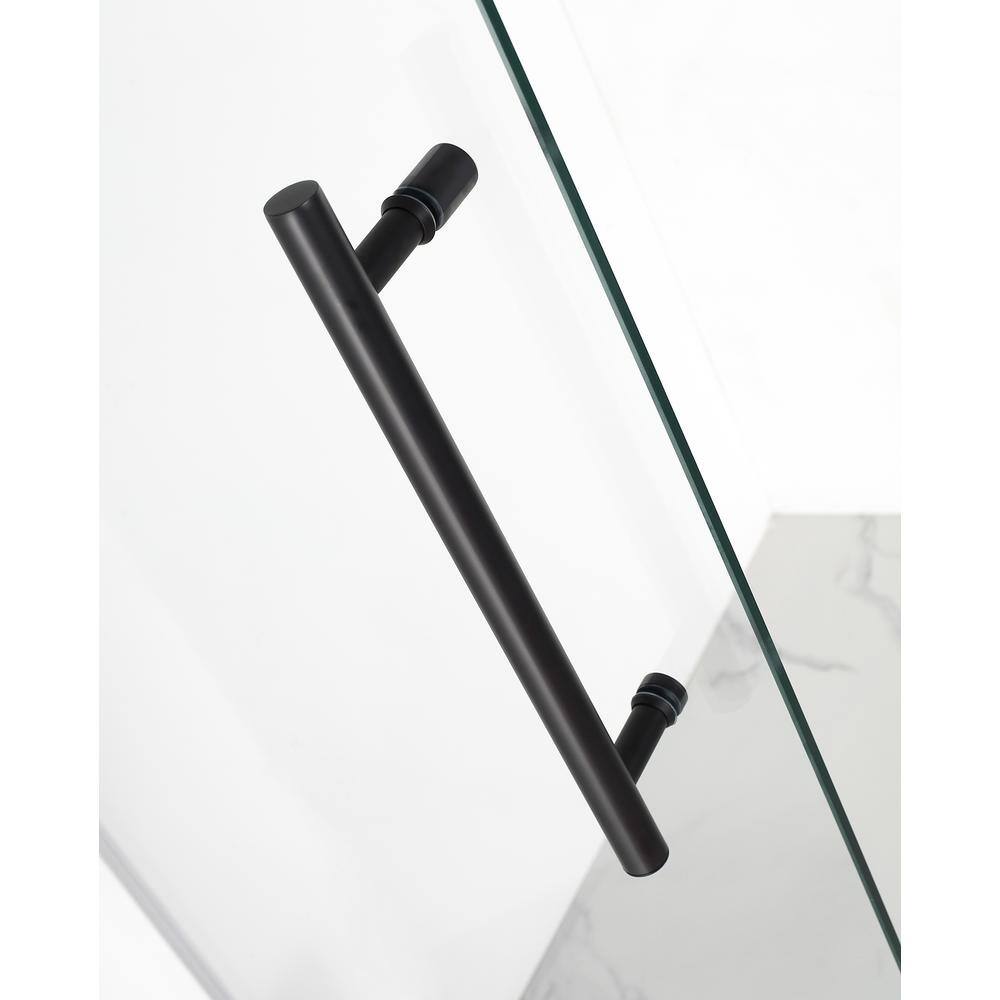 Belmore Matte Black Frameless Hinged Shower Door with Clear Glass