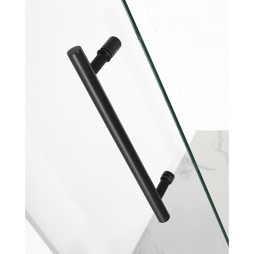 Kinkade Matte Black Frameless Pivot Shower Door with Clear Glass