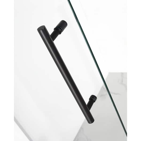 Kinkade 33.75 - 34.25 in. W x 72 in. H Frameless Hinged Shower Door with StarCast Clear Glass in Oil Rubbed Bronze