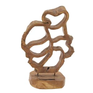 Brown Teak Wood Handmade Abstract Sculpture