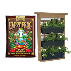 Wooden Hanging Planter (3-Pack) and Potting Soil