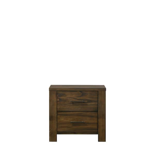 Acme Furniture Merrilee 2-Drawer Oak Nightstand 25 in. H x 16 in. W x 26 in. D