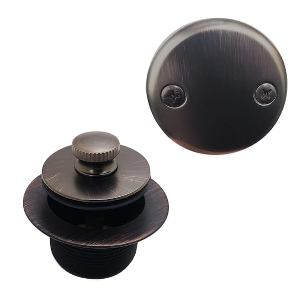 Westbrass 1-1/2 in. NPSM Coarse Thread Twist and Close Tub Trim Set with 2-Hole Overflow Faceplate in Antique Bronze