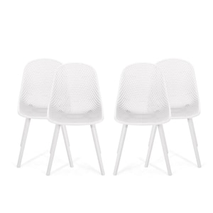 Posey White Faux Wicker Outdoor Patio Dining Chair (4-Pack)