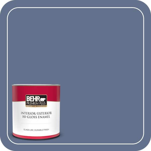 BEHR PREMIUM PLUS 1 qt. #600F-6 Atlantic Blue Hi-Gloss Enamel Interior/Exterior Paint & Primer