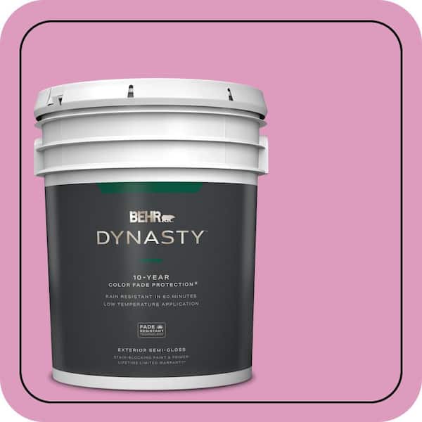 BEHR DYNASTY 5 gal. #690B-4 Pink Begonia Semi-Gloss Enamel Exterior Stain-Blocking Paint & Primer