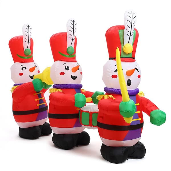 LuxenHome 5.5 ft. x 8 ft. Toy Soldier Snowman Inflatable with Lights